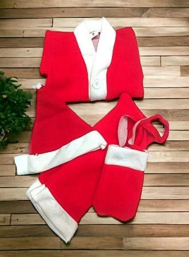 Sesonby 4 Number 5-6 Year Santa Dress Goggles And Beard Combo Santa Costume Christmas Dress Christmas Party Dress Synthetic Woven Santa Claus Dress Christmas Santa Costume for Kids Children - Image 4
